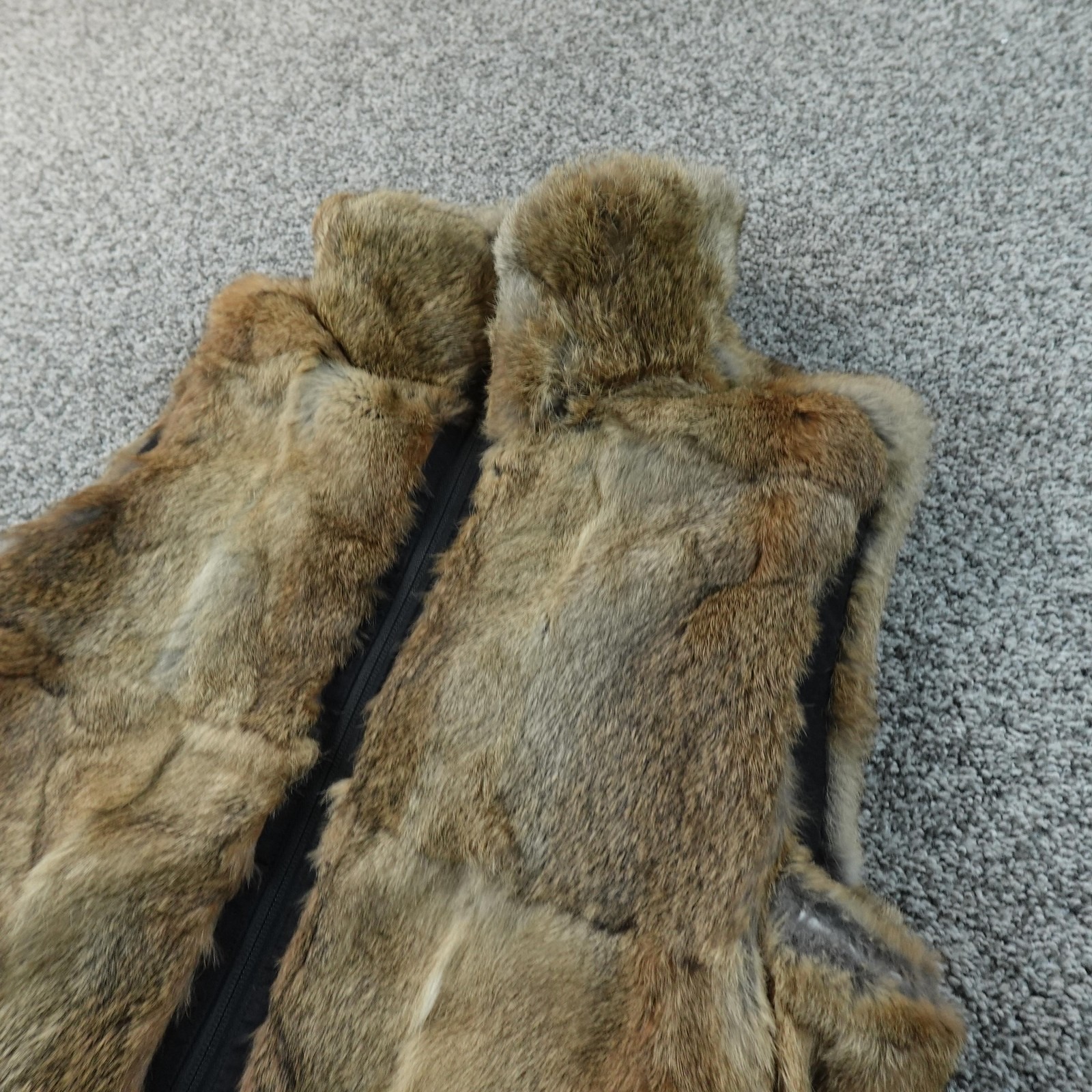 Tyler Boe Vest Womens M Brown Rabbit Fur Lined Full Zip Jacket Cozy Winter Warm